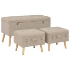 Houten Opberg- en Halbankjes met Massief Houten Poten voor Elk Interieur - Beige - Opberg- & halbankjes
