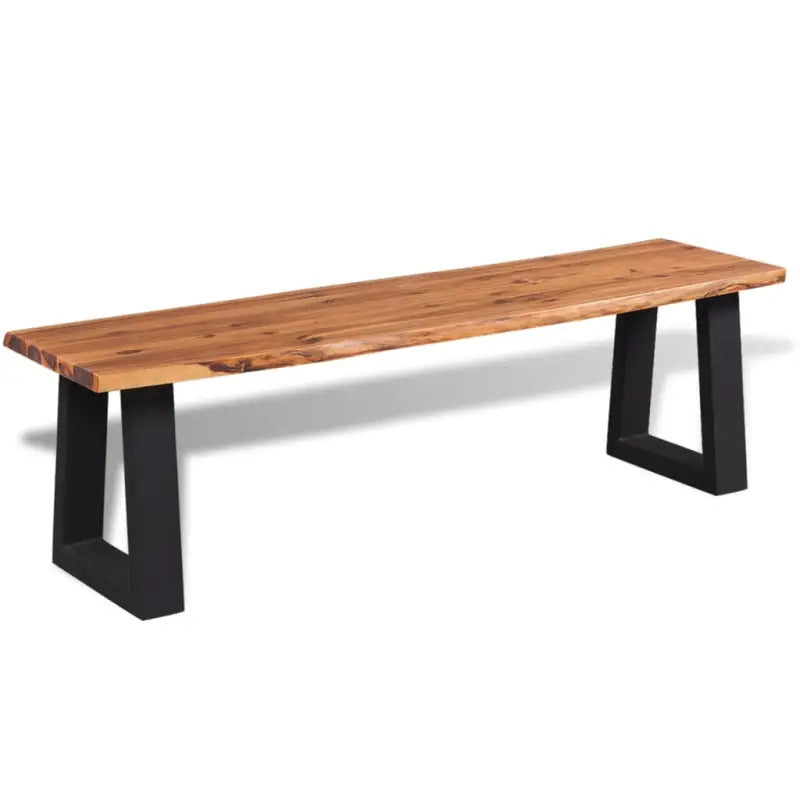 Houten Opbergbank in Industriële Stijl met Massief Acaciahout - 145 cm - Opberg- & halbankjes