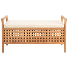 Houten opbergbank met kussen van massief walnotenhout voor hal en slaapkamer - 93 x 49 x 49 cm - Opberg- & halbankjes