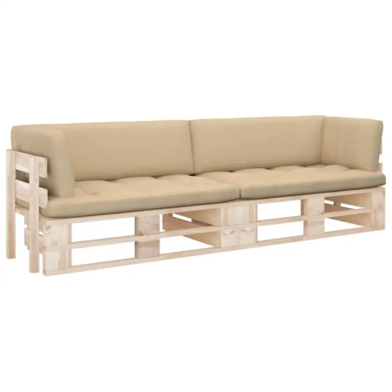 Houten Pallet Loungeset voor Gezelligheid en Ontspanning - Beige / Tweezitsbank / Bruin - Tuinsets