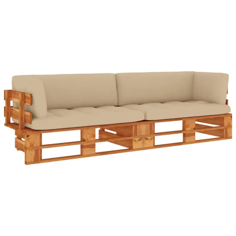 Houten Pallet Loungeset voor Gezelligheid en Ontspanning - Beige / Tweezitsbank / Honingbruin - Tuinsets