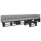 Houten Pallet Loungeset voor Gezelligheid en Ontspanning - Grijs / hoek + 2x midden + Tafel / Zwart - Tuinsets