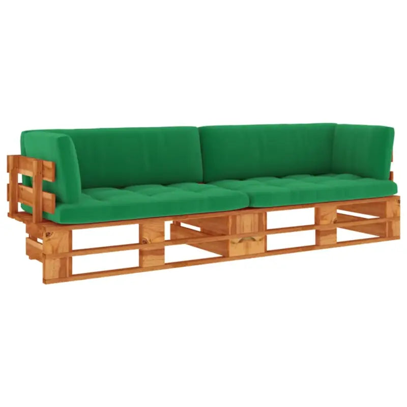 Houten Pallet Loungeset voor Gezelligheid en Ontspanning - Groen / Tweezitsbank / Honingbruin - Tuinsets