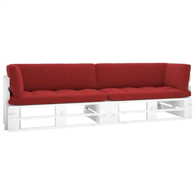 Houten Pallet Loungeset voor Gezelligheid en Ontspanning - Rood / Tweezitsbank / Wit - Tuinsets