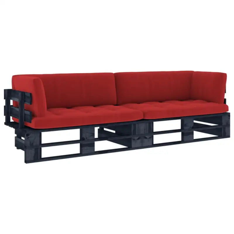 Houten Pallet Loungeset voor Gezelligheid en Ontspanning - Rood / Tweezitsbank / Zwart - Tuinsets