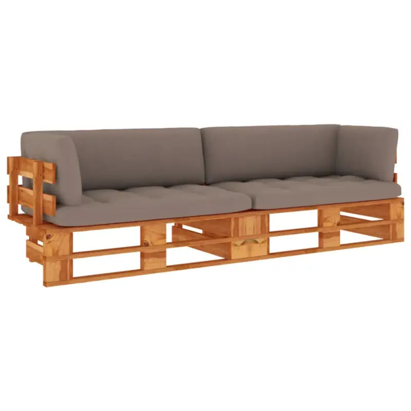 Houten Pallet Loungeset voor Gezelligheid en Ontspanning - Taupe / Tweezitsbank / Honingbruin - Tuinsets