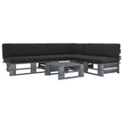 Houten Pallet Loungeset voor Gezelligheid en Ontspanning - Zwart / hoek + 2x midden + Tafel / Grijs - Tuinsets