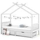Houten peuterbed met lade in massief grenenhout met boomhut-stijl - Wit / 90 x 200 cm / 2 lades - Peuter- & kinderbedden