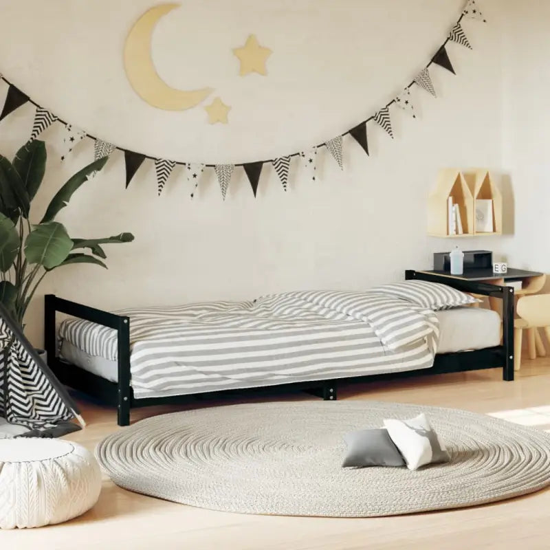 Houten Peuterrandbeden van massief grenenhout met tijdloos design - Zwart / 90 x 200 cm - Peuter- & kinderbedden