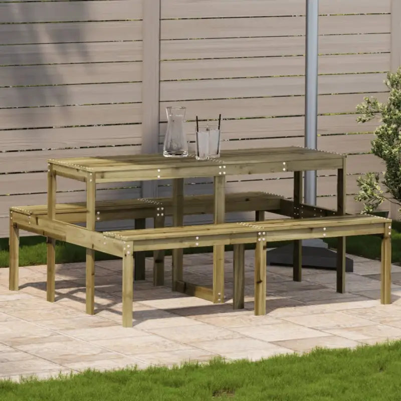 Houten picknicktafel van massief grenenhout voor buitengebruik - Naturel geïmpregneerd / 160 x 134 x 75 cm / 1