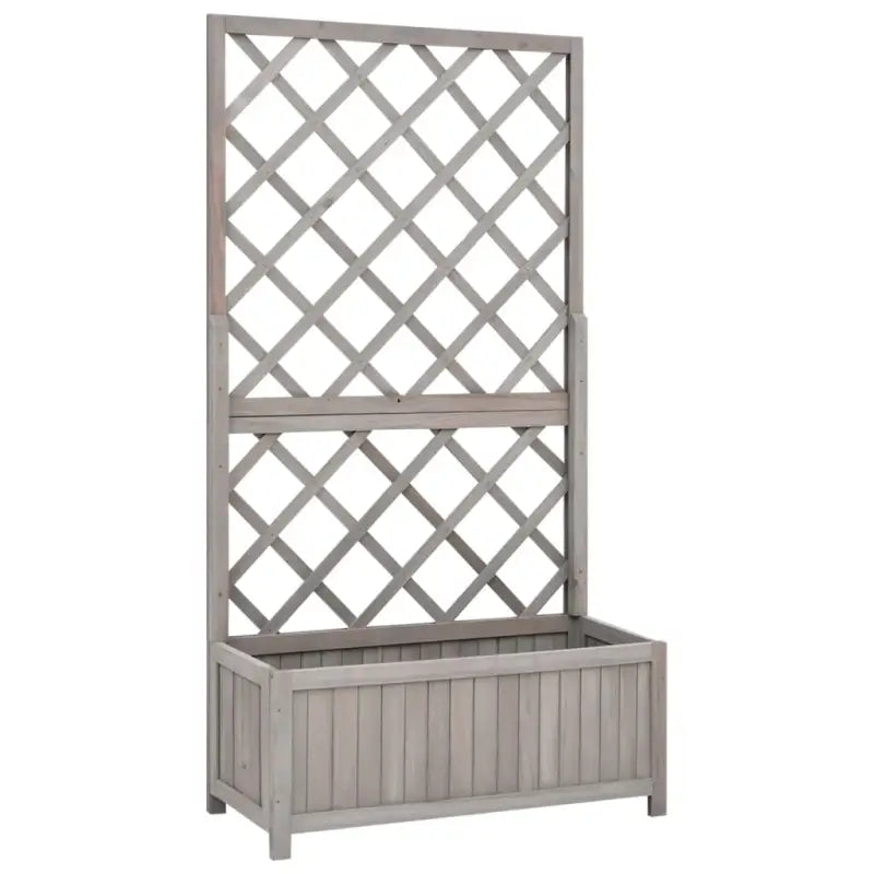 Houten plantenbak met klimrek van massief vurenhout voor buiten - Grijs / 70 x 30 x 135 cm / 1 - Bloempotten &