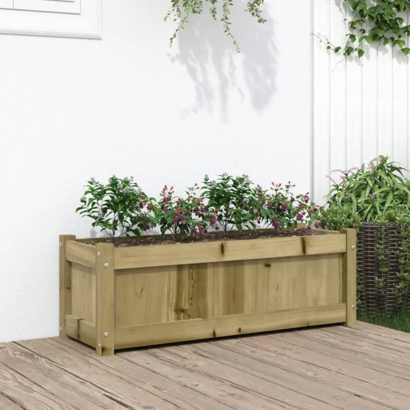 Houten plantenbak van geïmpregneerd grenenhout voor tuin en balkon - Naturel geïmpregneerd / 1 - Bloempotten &