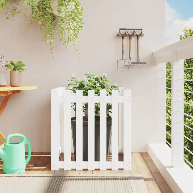 Houten plantenbak van geïmpregneerd grenenhout voor tuin en interieur - Wit grenenhout / 70 x 70 x 70 cm / 1