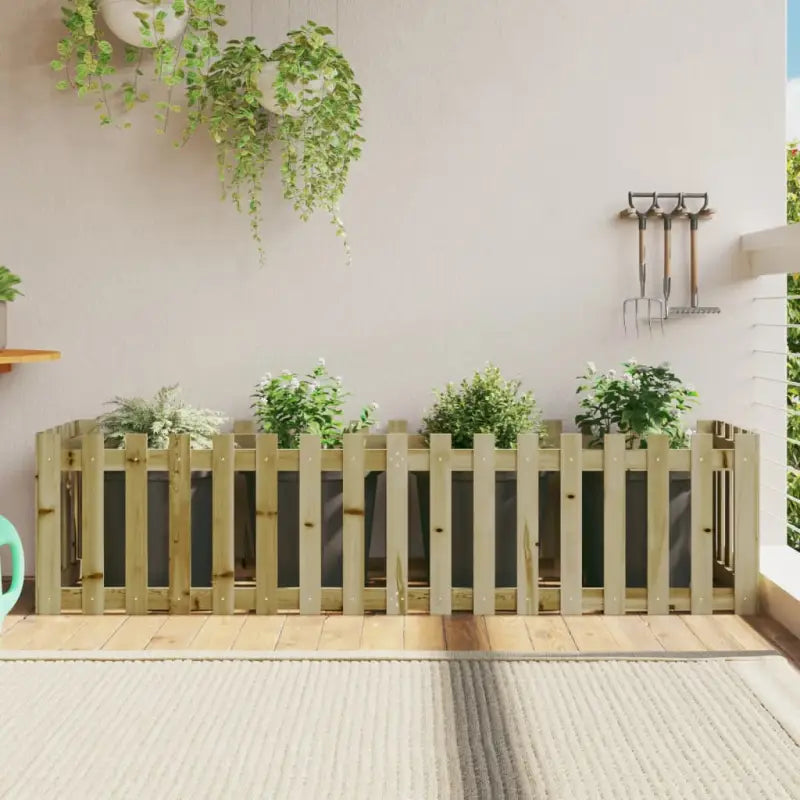 Houten plantenbak van geïmpregneerd grenenhout voor tuin en interieur - Naturel geïmpregneerd / 200 x 50 x 50 cm / 1