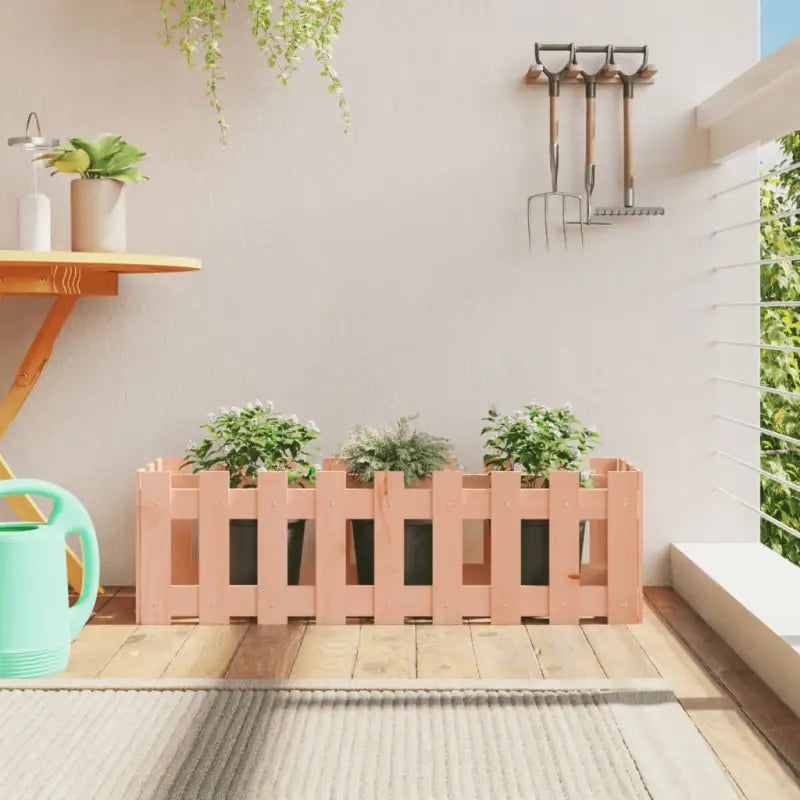 Houten plantenbak van geïmpregneerd grenenhout voor tuin en interieur - Natuurlijk douglashout / 100 x 30 x 30 cm / 1