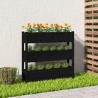 Houten plantenbak van massief grenenhout voor binnen en buiten gebruik - Zwart / 112 x 25 x 104.5 cm / 1 - Bloempotten