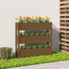 Houten plantenbak van massief grenenhout voor binnen en buiten gebruik - Honingbruin / 112 x 25 x 104.5 cm / 1
