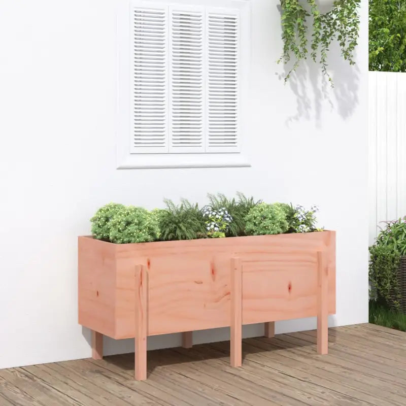 Houten plantenbak van massief grenenhout voor tuin en balkon - Natuurlijk douglashout / 121 x 50 x 57 cm / 1