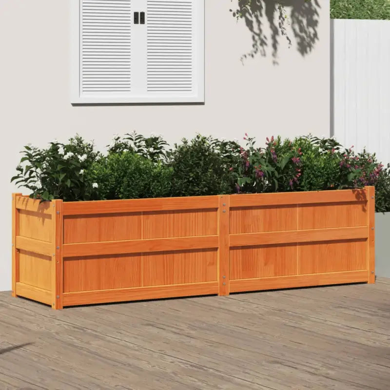 Houten plantenbak van massief grenenhout voor tuin en balkon - Bruingrenen / 1 - Bloempotten & plantenbakken