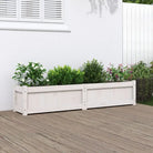 Houten plantenbak van massief grenenhout voor tuin en balkon decoratie - Wit grenenhout / 1 - Bloempotten &