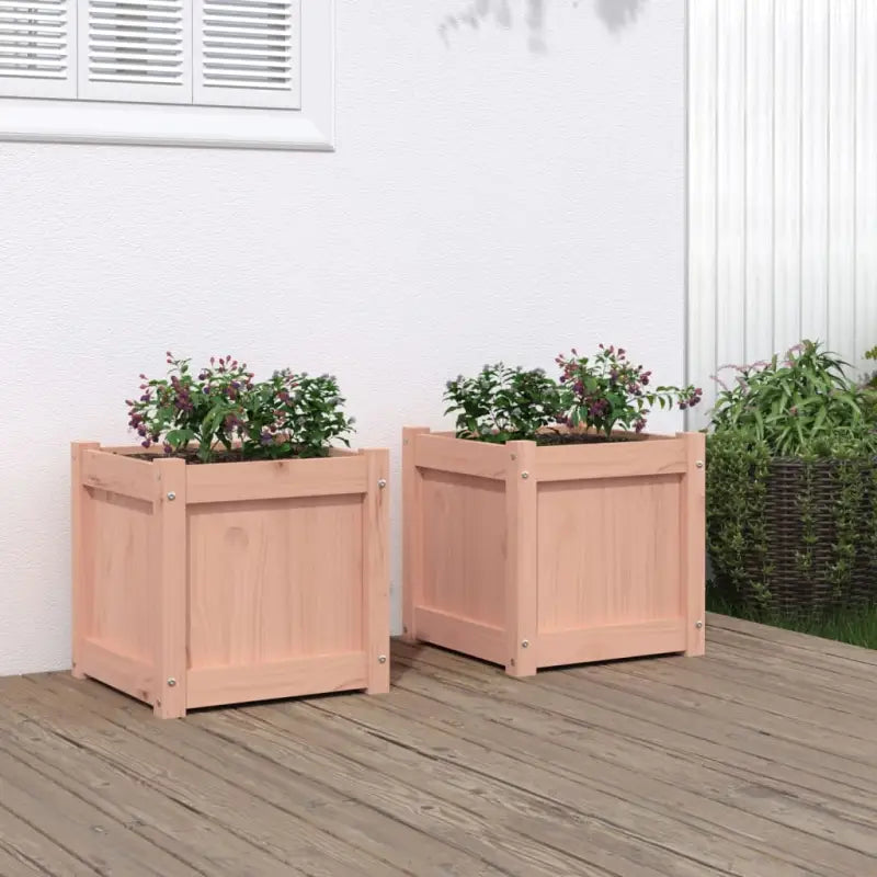 Houten plantenbak van massief grenenhout voor tuin en balkon - Natuurlijk douglashout / 2 - Bloempotten & plantenbakken