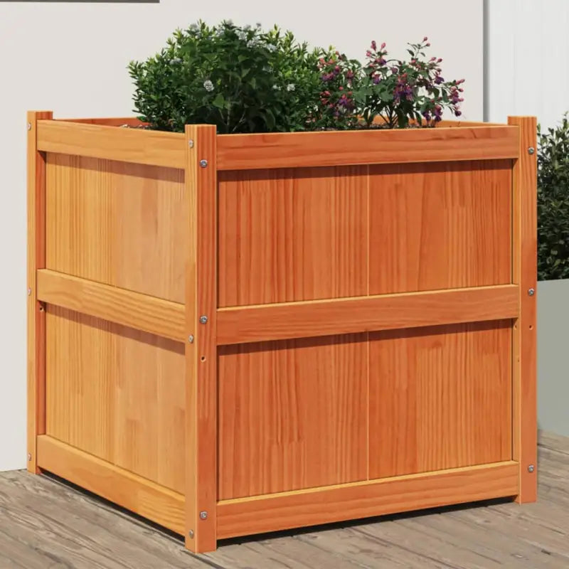 Houten plantenbak van massief grenenhout voor tuin en balkon - Bruin / 1 - Bloempotten & plantenbakken
