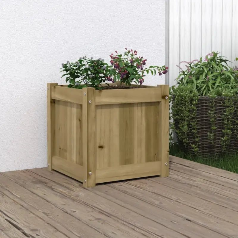 Houten plantenbak van massief grenenhout voor tuin en balkon - Naturel geïmpregneerd / 1 - Bloempotten & plantenbakken