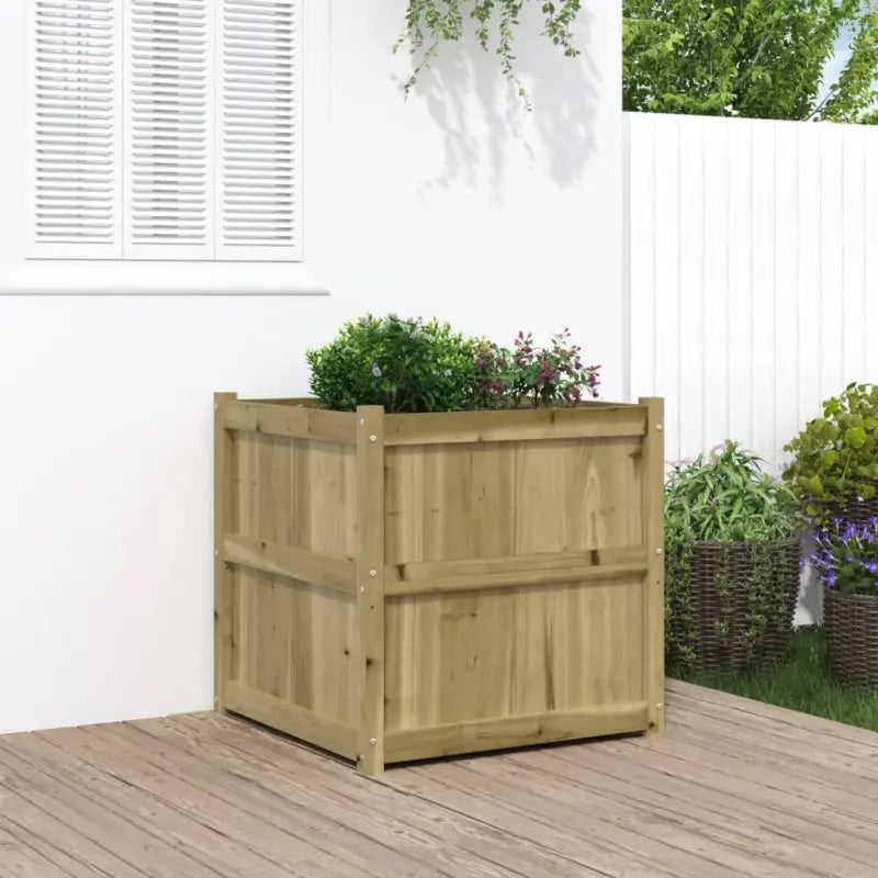 Houten plantenbak van massief grenenhout voor tuin en balkon - Naturel geïmpregneerd / 1 - Bloempotten & plantenbakken