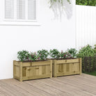 Houten plantenbakken van geïmpregneerd grenenhout voor tuin en balkon - Naturel geïmpregneerd / 2 - Bloempotten &