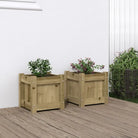 Houten plantenbakken van geïmpregneerd grenenhout voor tuin en balkon - Naturel geïmpregneerd / 2 - Bloempotten &