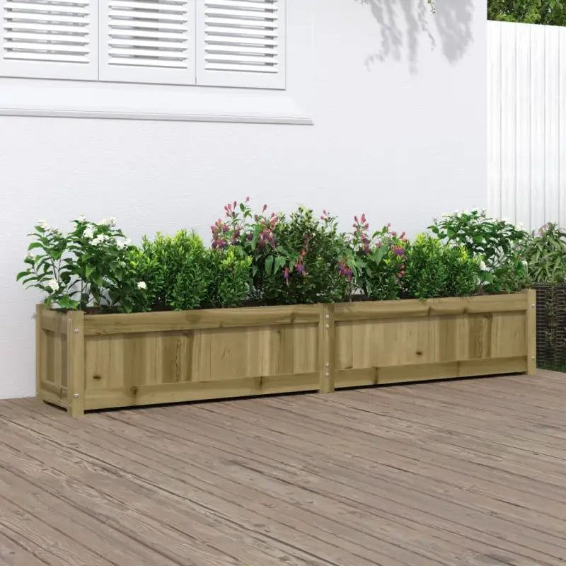 Houten plantenbakken van massief grenenhout voor tuin en balkon - Naturel geïmpregneerd / 1 - Bloempotten &