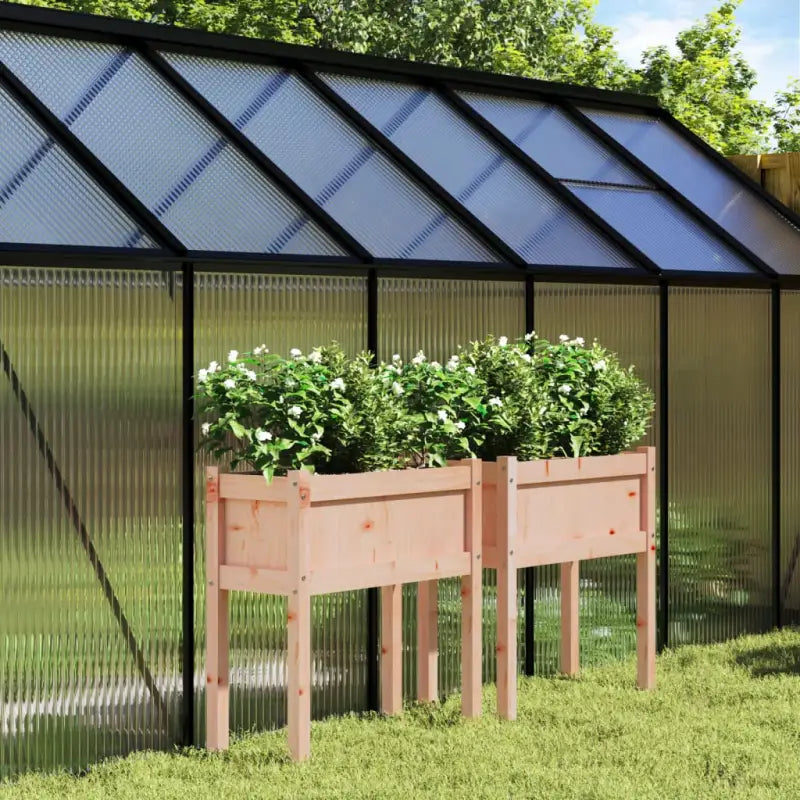 Houten plantenbakken van massief grenenhout voor tuin en terras - Natuurlijk douglashout / 2 - Bloempotten &