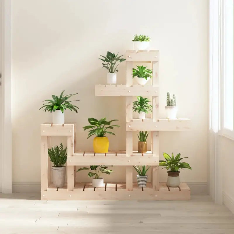 Houten plantenstandaard in massief grenenhout voor een natuurlijke uitstraling - Naturel / 92 x 25 x 97 cm / 1