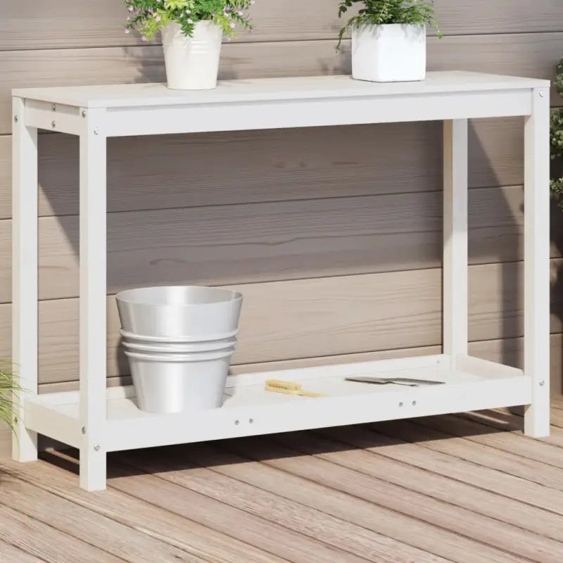 Houten plantenstandaard van massief grenenhout voor binnen en buiten - Wit / 108 x 35 x 75 cm / 1 - Plantenstandaarden