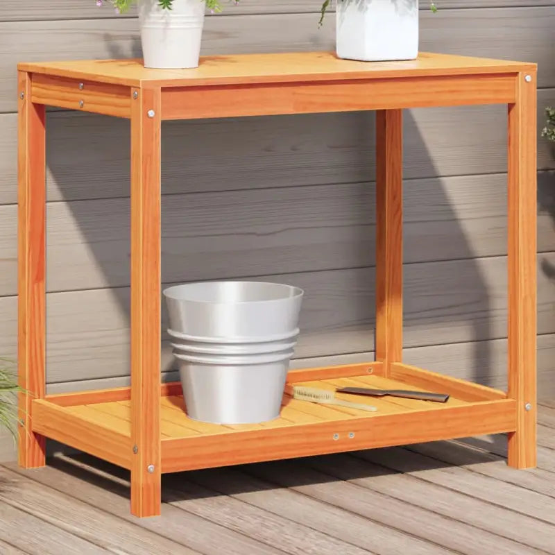 Houten plantenstandaard van massief grenenhout voor binnen en buiten - Wasbruin / 82.5 x 50 x 75 cm / 1