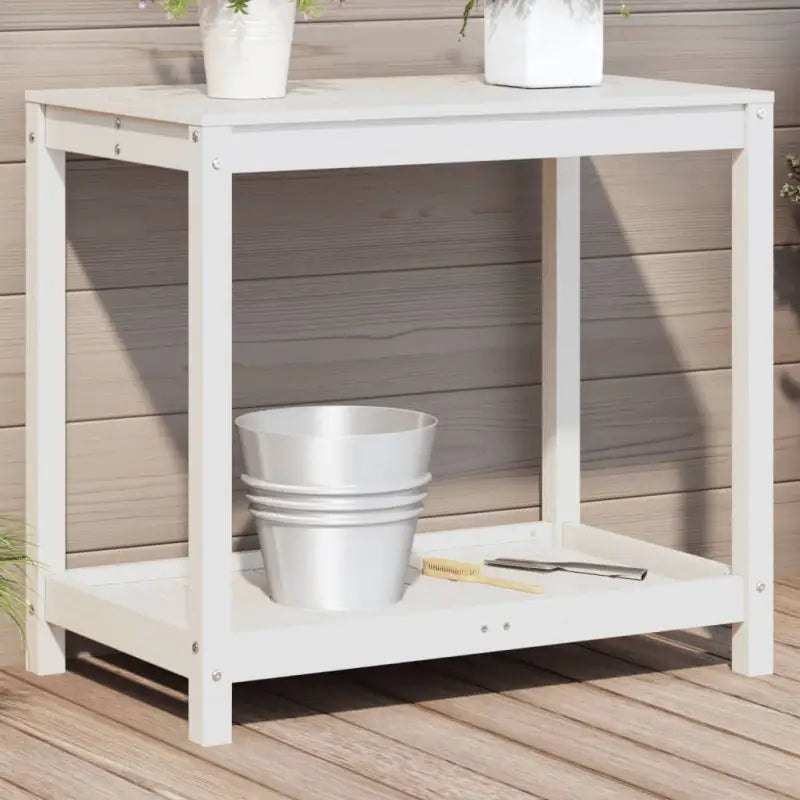 Houten plantenstandaard van massief grenenhout voor binnen en buiten - Wit / 82.5 x 50 x 75 cm / 1 - Plantenstandaarden