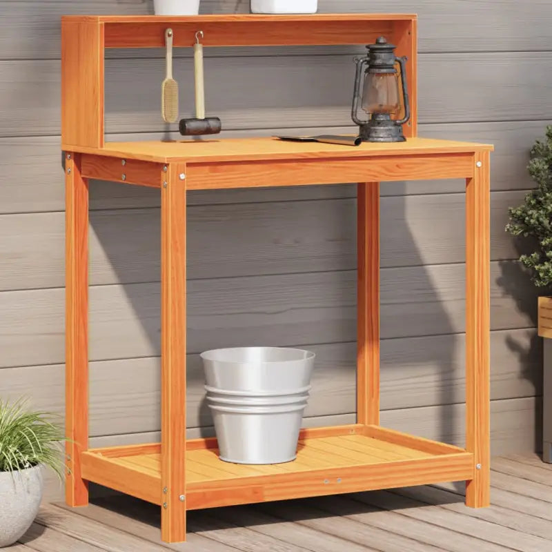 Houten Plantenstandaard van massief grenenhout voor binnen en buiten - Bruin / 82,5 x 50 x 109,5 cm / 1