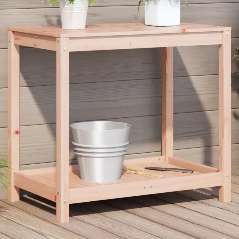 Houten plantenstandaard van massief grenenhout voor binnen en buiten - Natuurlijk douglashout / 82.5 x 50 x 75 cm / 1