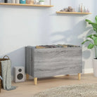 Houten platenkast met hoogglans wit afwerking en bewerkt hout - Grijs sonoma / 1 - Cd- & dvd-kasten