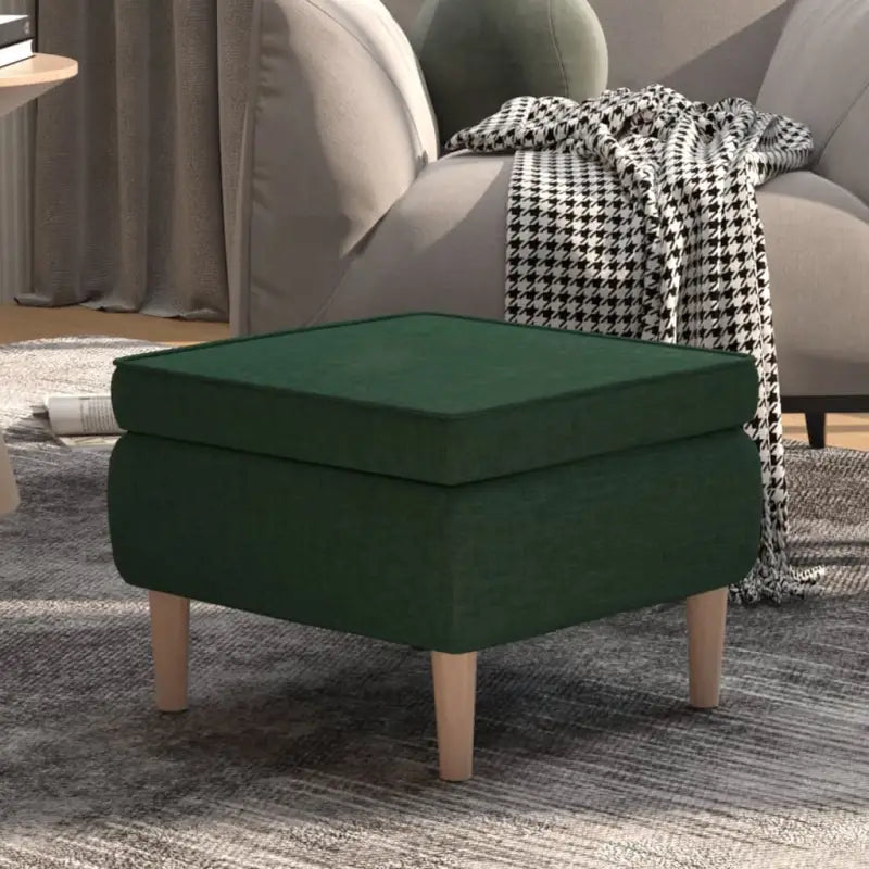 Houten poten kruk voor woonkamer met zachte vulling en stijl - Donkergroen / 1 - Klapstoelen & krukken