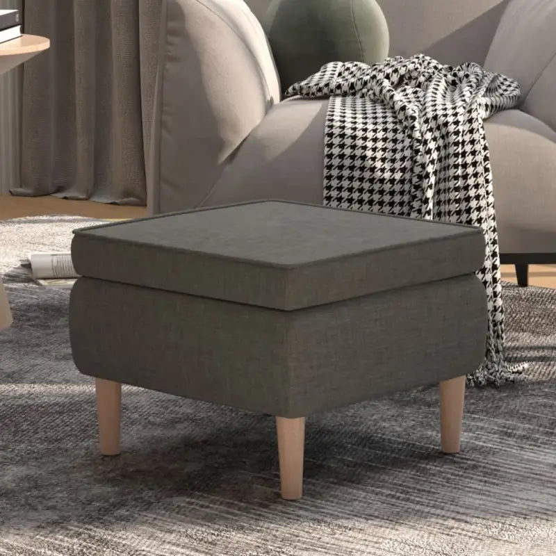 Houten poten kruk voor woonkamer met zachte vulling en stijl - Donkergrijs / 1 - Klapstoelen & krukken