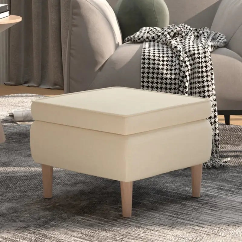 Houten poten kruk voor woonkamer met zachte vulling en stijl - Crème / 1 - Klapstoelen & krukken