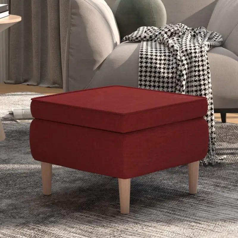 Houten poten kruk voor woonkamer met zachte vulling en stijl - Wijnrood / 1 - Klapstoelen & krukken