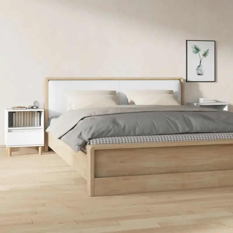Houten Poten Nachtkastje met Elegant en Duurzaam Design - Wit / 2 - Nachtkastjes