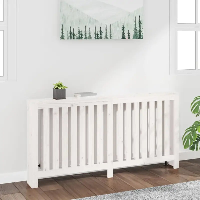 Houten radiatorombouw van massief grenenhout voor extra stijl en functionaliteit - Wit / 169 x 19 x 84 cm / 1