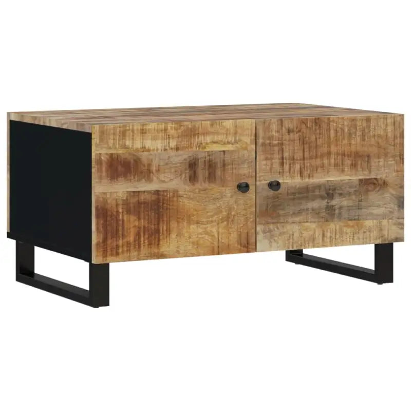 Houten salontafel van massief mangohout met bewerkt hout uitstraling - Salontafels