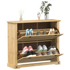 Houten schoenenkast van massief grenenhout met metalen handgrepen - 1 / 85 cm - Schoenenrekken