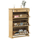Houten schoenenkast van massief grenenhout met metalen handgrepen - 1 / 138 cm - Schoenenrekken