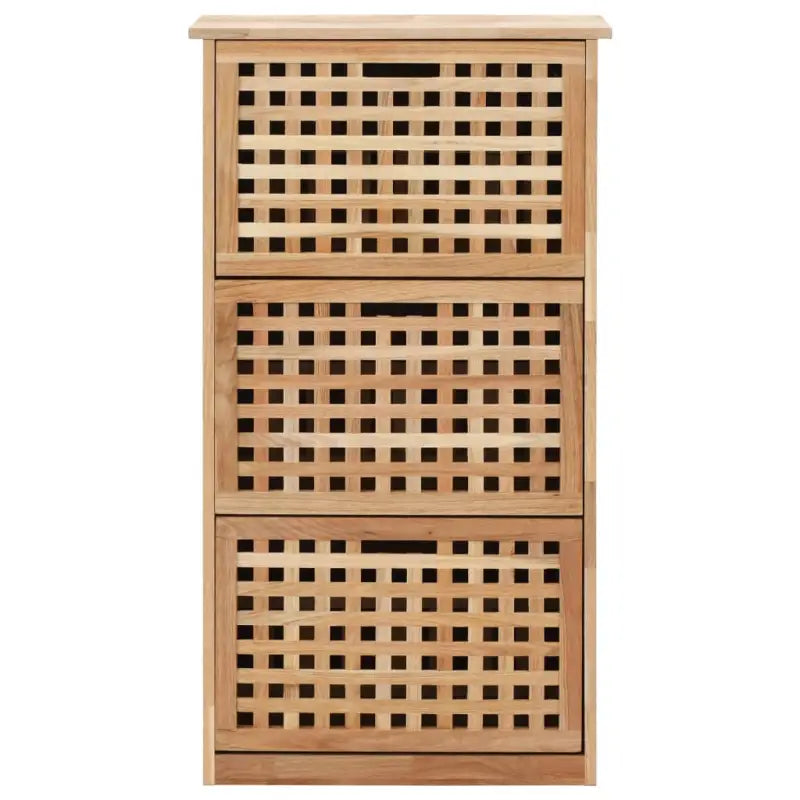 Houten schoenenkast van massief walnotenhout met wandbevestiging en ventilatie - Schoenenrekken