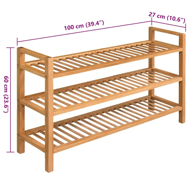 Houten schoenenrek van massief eikenhout met rustieke stijl - 1 / 60 cm / 100 cm - Schoenenrekken